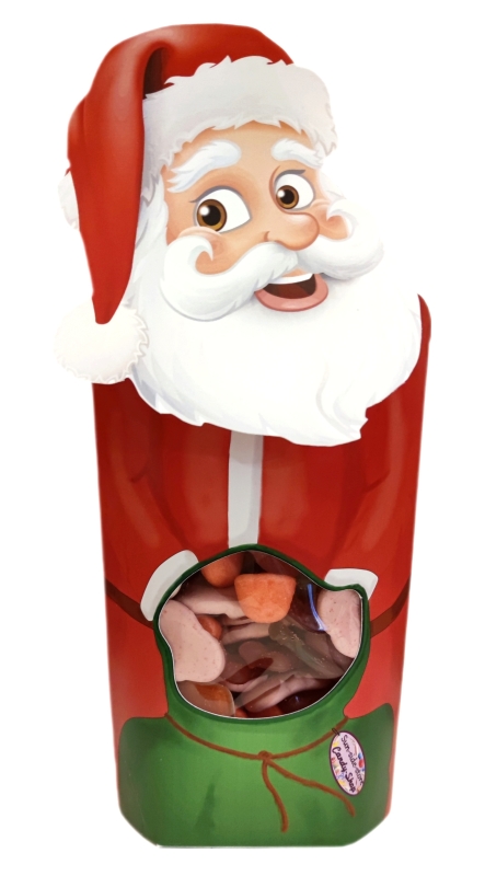 Süßigkeiten für Weihnachten und Nikolaus. Unsere süßigkeitentüte mit einer schicken Weihnachtsmannverkleidung